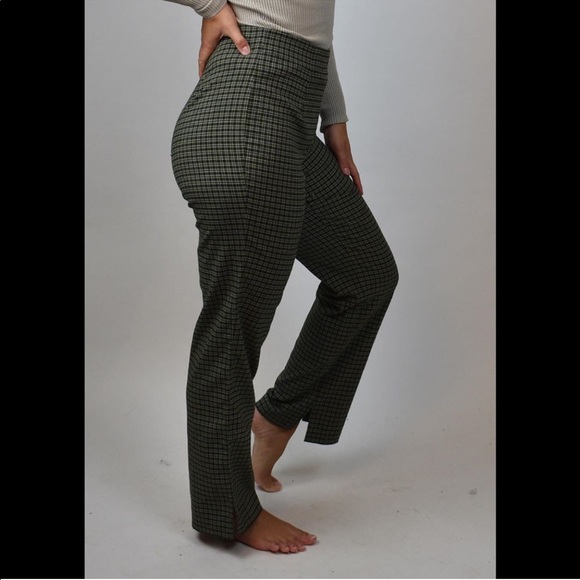 Green checkered high waisted trousers - Picture 2 of 3